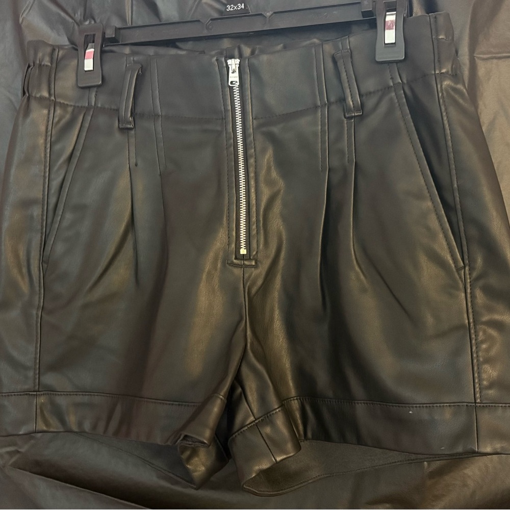 Express Black Faux Leather Shorts with Zipper